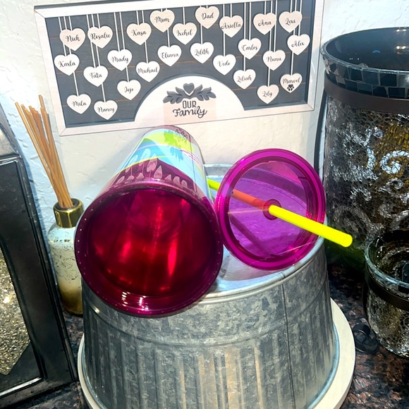 ♥️NWT Starbucks 2024 🌱🌺🍃Spring Metallic Magenta Floral Cold Cup Tumbler - Picture 4 of 5